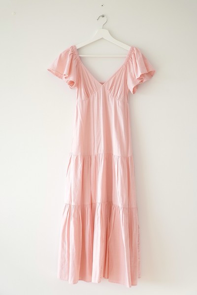 Billabong Baby Pink Tiered Midi Sundress