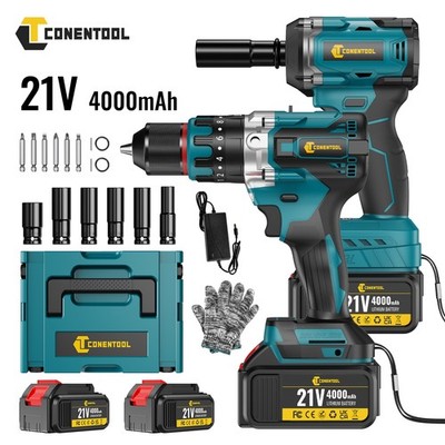 New Cordless Drill+Impact Wrench Driver Set 2*Battery - Main Image
