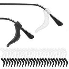 Rindion 24 Pairs Glasses Ear Grip, Silicone 24 Pairs, Black and White