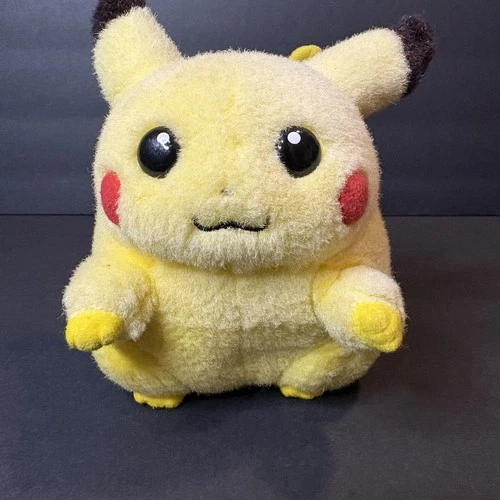 Pikachu Pokemon Tomy Vintage Fuzzy Squeaky Squeeze Plush Toy Japan 6"