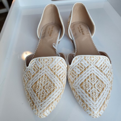 Isaac Mizrahi Nueva York Blanco y Dorado Tejido Texturizado D’orsay Pisos Talla 9.5 Primavera - Imagen 2 de 12
