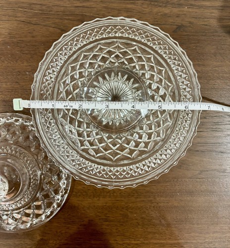 VTG Anchor Hocking Wexford Pattern Clear Glass Pedestal Candy Dish with Lid - Picture 7 of 14