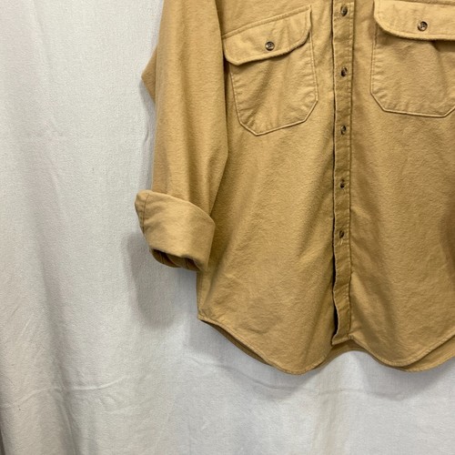 Vintage Woolrich Shirt Mens XL Beige Long Sleeves Button Pockets Cotton USA Made - Picture 10 of 10