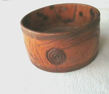 Vintage Ash Tray Handmade Oak Wood 3" Round x 1 3/4" Deep