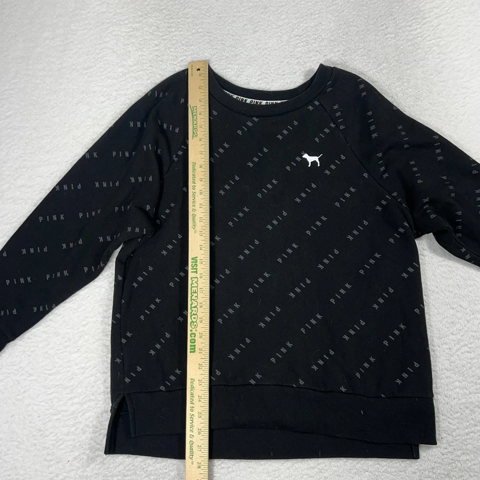 VICTORIAS SECRET VS РОЗОВЫЙ ТОЛСТОВКА ЖЕНЩИН S ЧЕРНЫЙ ПЕЧАТЬCREWNECK СОБАКА ЛОГОТИП ЭКИПАЖА - Изображение 3 из 4