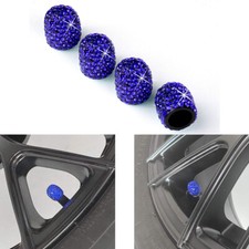 4pcs Fashion Diamond Bling Car Tyre Tire Wheel Rims Air Valve Stem Cap Dark Blue