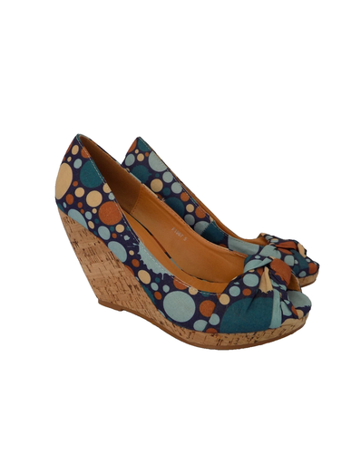 Wedge Platform Heels Size 5 Womens Peep Toe Summer Wedding Spot On Shoes High - Picture 2 of 12