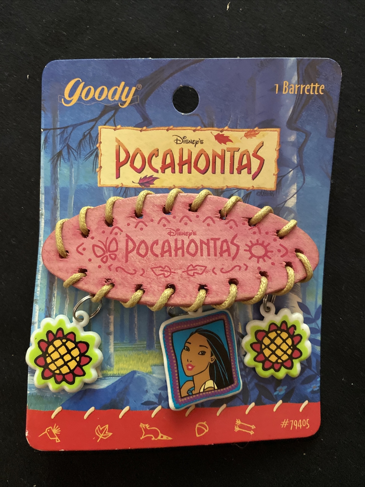 Vintage 1990s Disney Princess Pocahontas Hair Clip Barrette Dangles