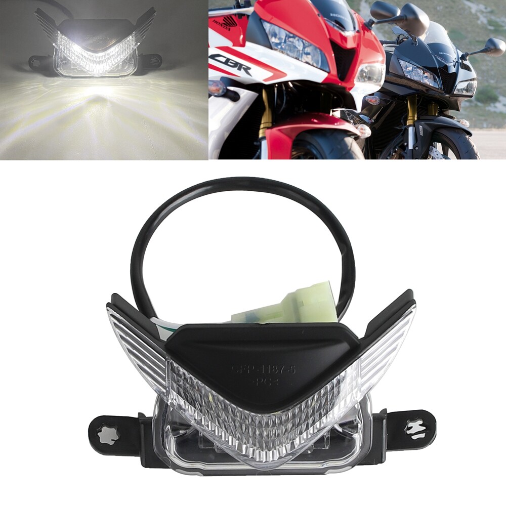 LED Upper Front Headlight / DRL Fog Lamp Assembly For Honda CBR600RR F5 2007-2012 – Black Housing, Clear Lens, White Light