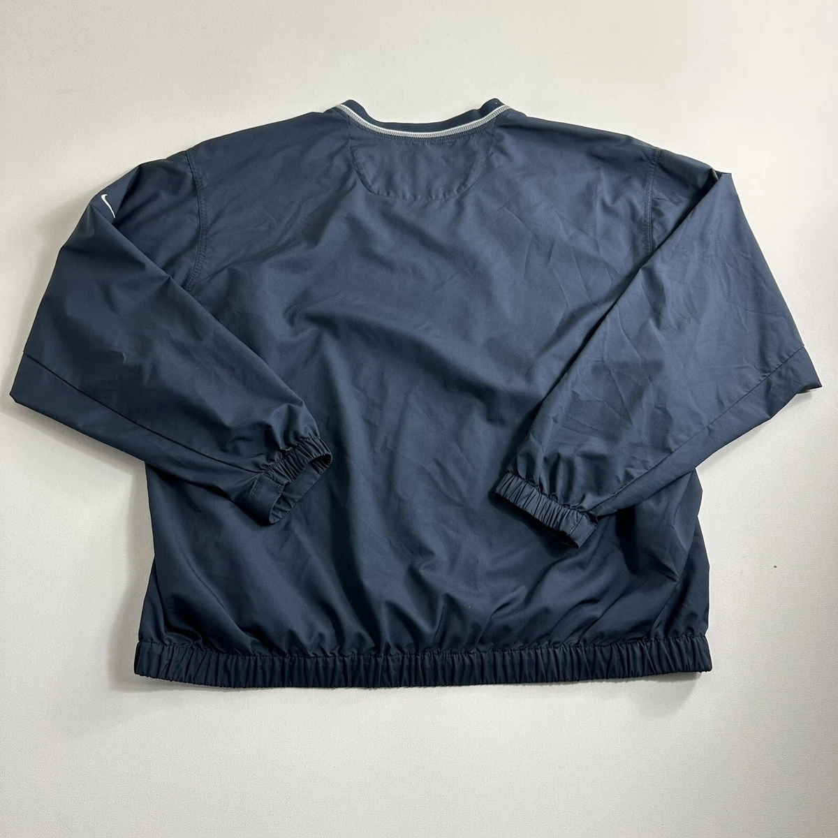 Navy blue shop pullover windbreaker