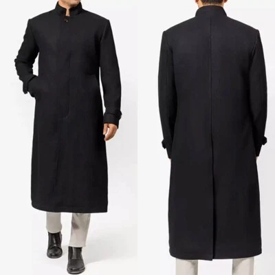 Herrenmantel Tweed-Stoff Schwarze Jacke Blazer Winter Business Freizeit Custom - Bild 1 von 4