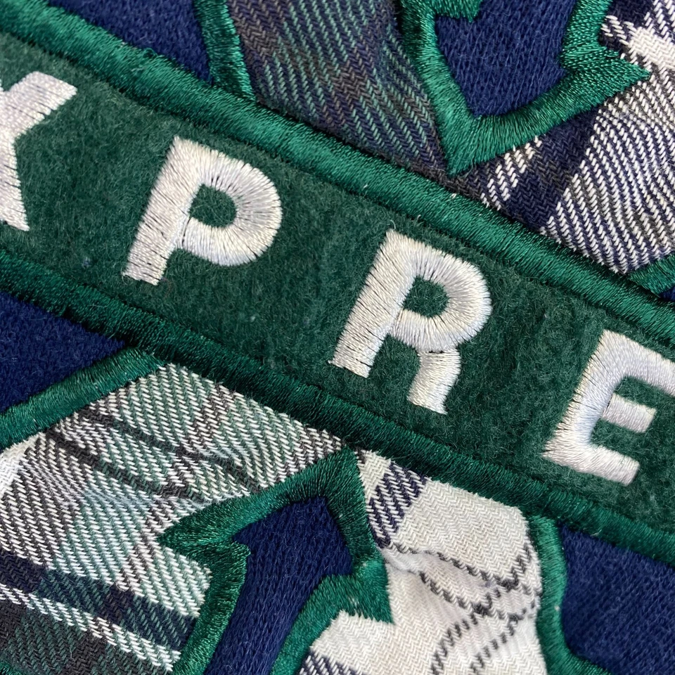 Sudadera Vintage Express Bordada Talla S Azul Marino Logo A Cuadros EXP 90s Y2K Foto 4 de 4