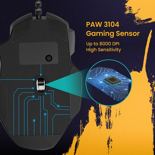 PICTEK GAMING MOUSE RGB backlight PC278A wired 8000 dpi 8 programmable