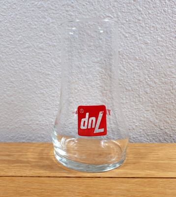 7up Drinking Glass Vintage The Uncola 7 Up Clear Red Upside Down Barware 7-Up