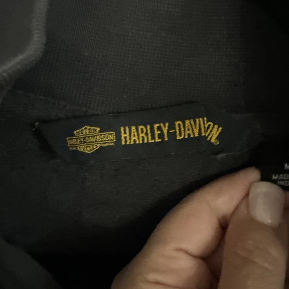 Harley Davidson Black Brown Burgundy Logo 1/4 Zip Men's Women's Medium - Image 3 of 4