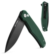 FLISSA Pocket Knife 4.5"Folding Knife with G10 Handle D2 Steel Blade Pocket Clip