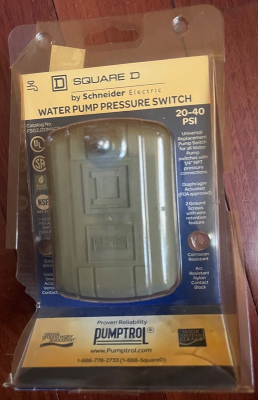 Square D PUMPTROL 20-40 PSI Water Pump Pressure Switch FSG2J20CP NEW damaged box