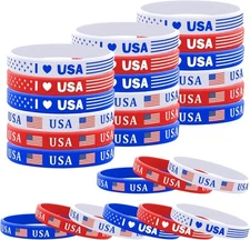 Lesnala 48 Pcs 4th of July Patriotic Silicone Wristband Independence Day... 