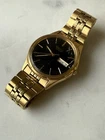 Vintage Seiko Day Date, Gold Tone, Black Dial Quartz Watch 7N43-8A39 35MM