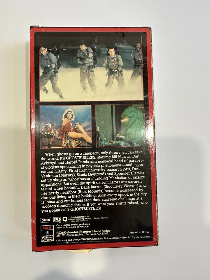 1985 GHOSTBUSTERS VHS RCA Columbia Pictures First Release FACTORY SEALED / NEW - Image 2 of 4