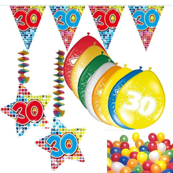 Partydeko Zahl 30 Zum 30. Geburtstag Party Deko Dekoration Ballons - 54 Teile-image