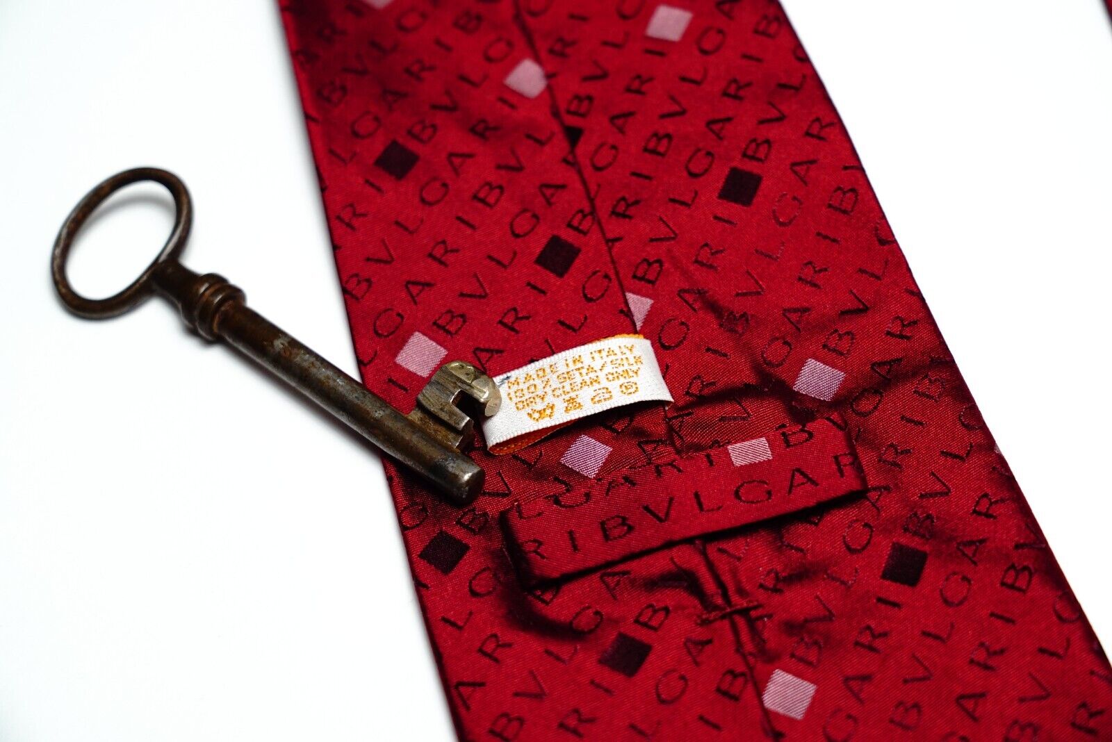BVLGARI 7-fold Dark Red 100% Silk Made in Italy N… - image 9
