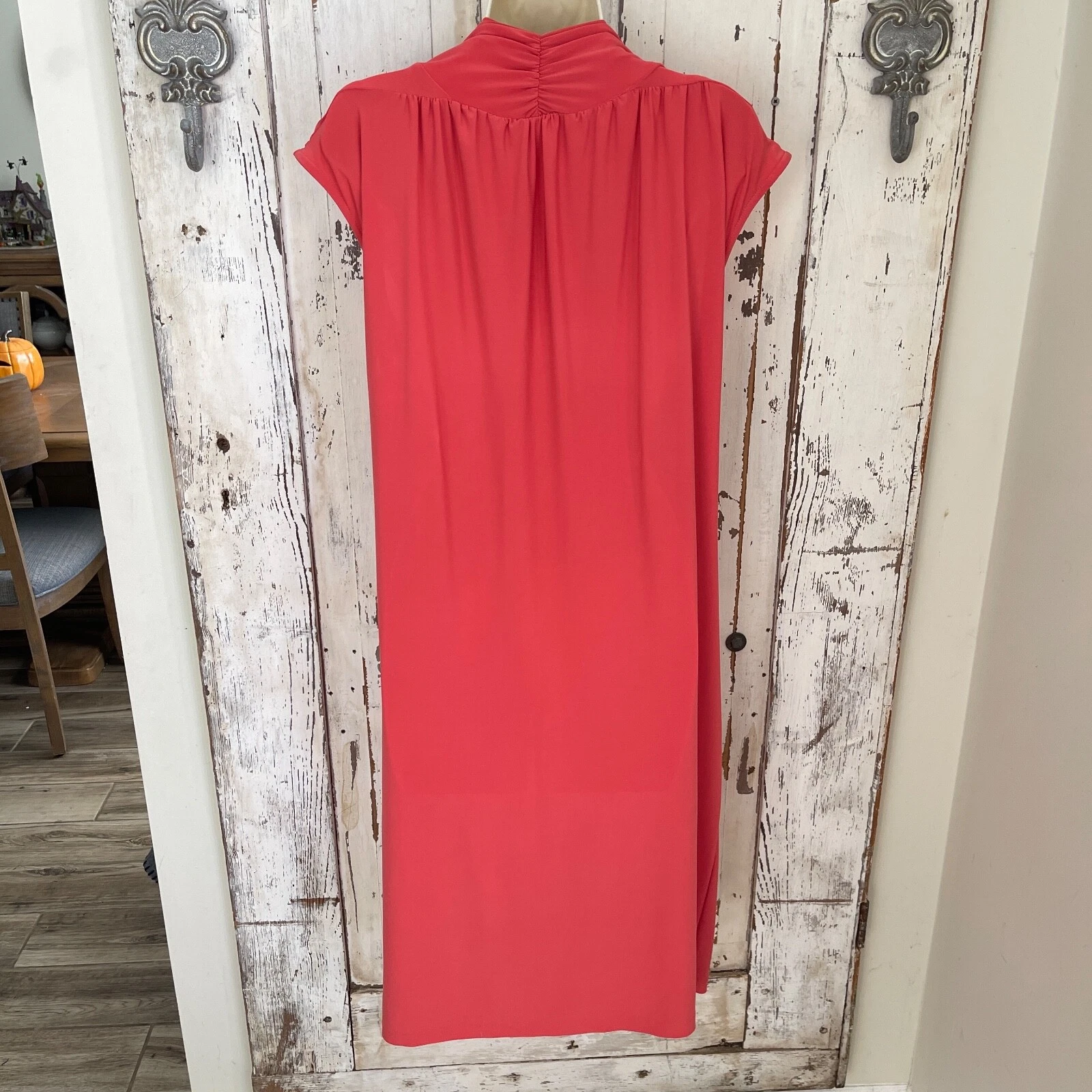 VETEMENTS Abito elegante Cato taglia large donna rosa corallo senza maniche collo cappuccio cambio