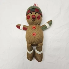 Animal Adventure Knit Gingerbread Man Plush Christmas Holiday Decor Stuffed 9.5"