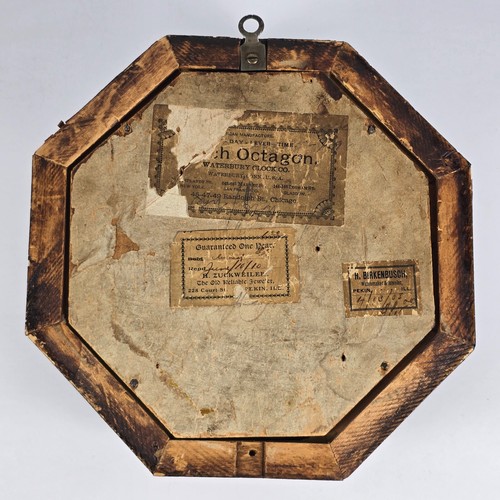 Antique Waterbury Patent Lever Escapement Octagon Marine Wall Clock - Bild 2 von 10