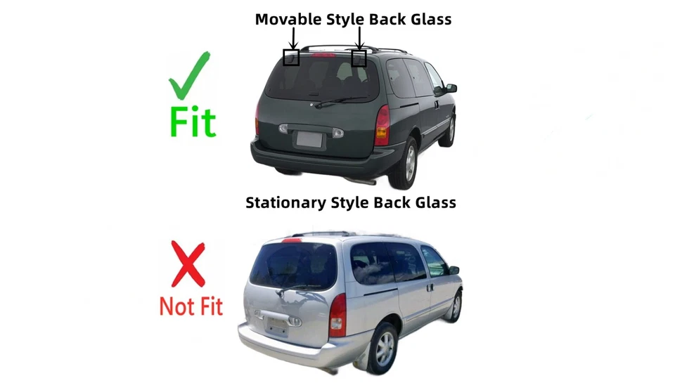 Fits 1999-2002 Nissan Quest Mercury Villager Back Tailgate Window Glass Movable Foto 4 de 4