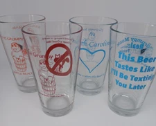 Set lot of Four 4 Grumpy Monk Myrtle Beach South Carolina Funny Pint Glasses