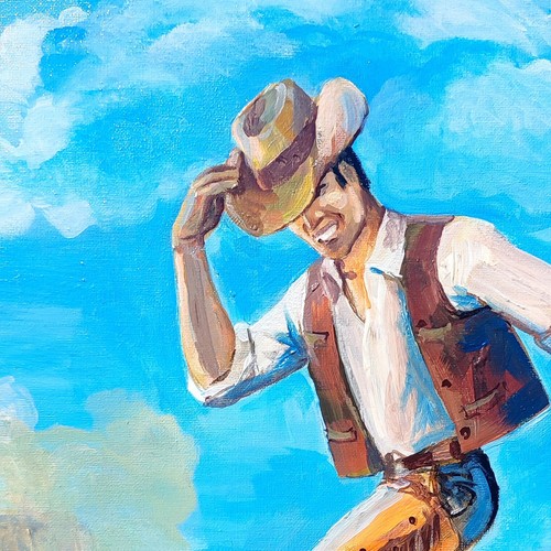 Original Acrylic Painting Dancing Cowboy Painting Western Wall Art Wild West Art - Picture 4 of 6