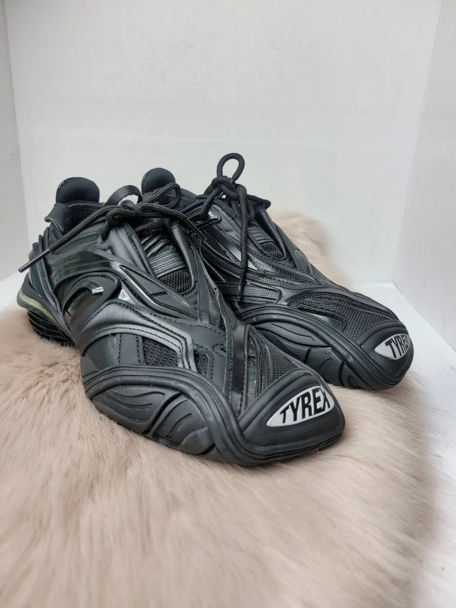 Balenciaga Tyrex Low-Top Logo Black Silver Sneaker 617517 Shoes Size 37 US 7