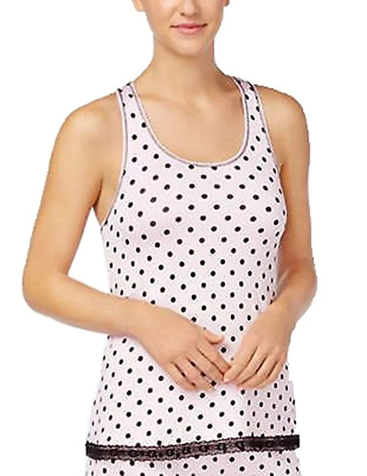 Jenni Lace-Trimmed Pajama Tank Top Light Pink Dots S - Image 2 of 2