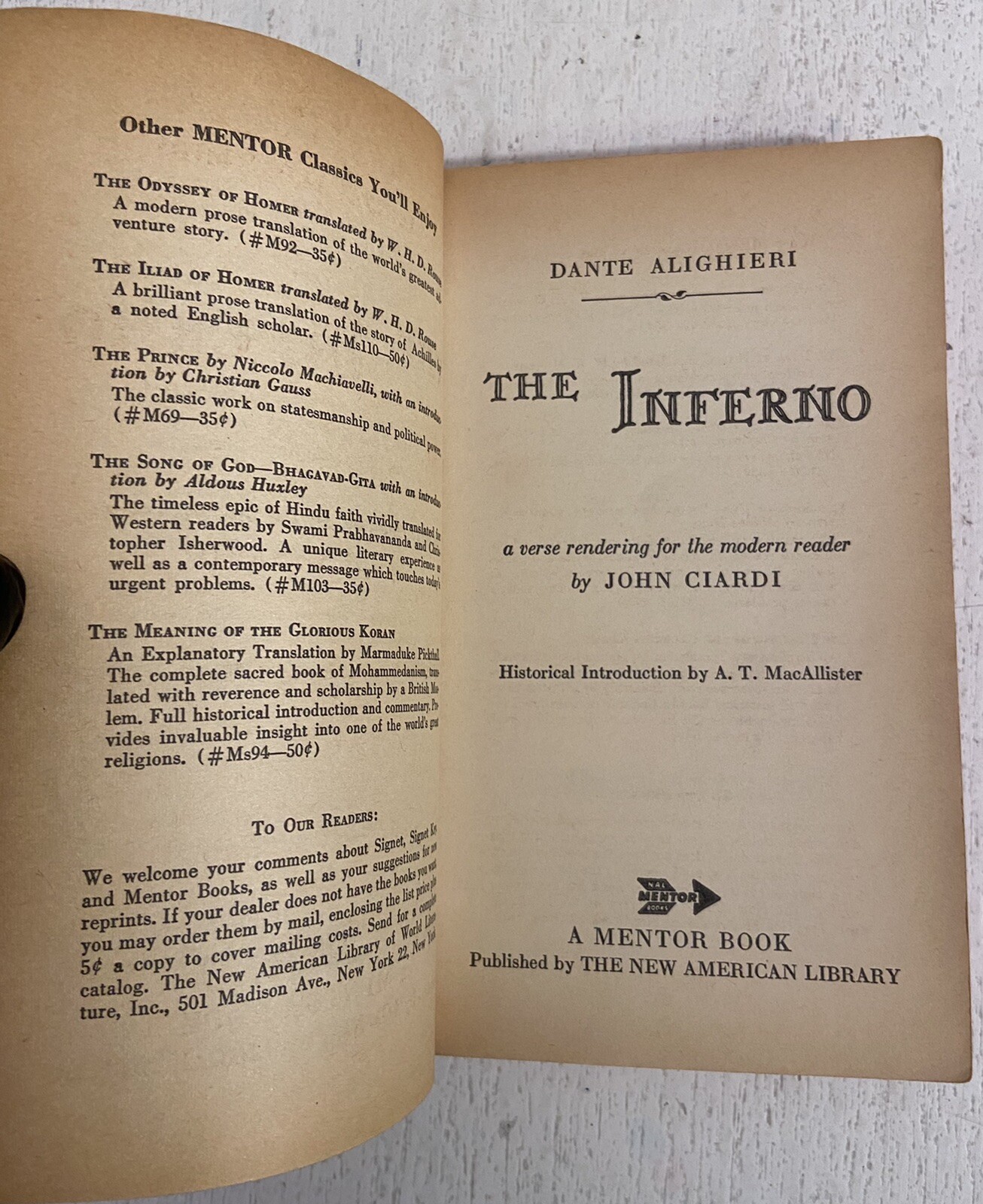 The Inferno (John Ciardi Translation) by Dante Alighieri, Paperback