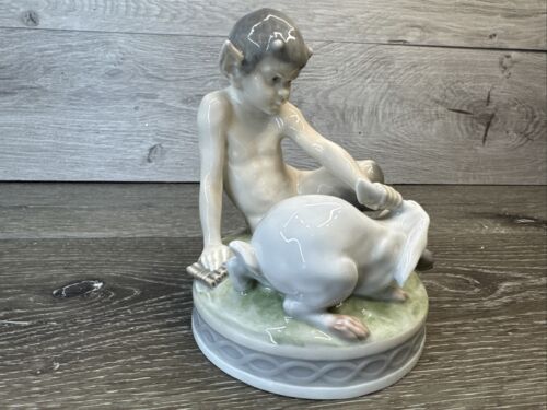 Retired Royal Copenhagen Porcelain Faun With Rabbit Figurine Christian Thomsen - Picture 3 of 13