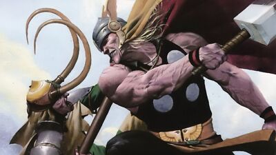 Marvel comics thor loki superhero comic art cape muscles playmat gaming mat