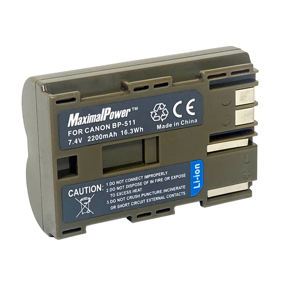 Paquete de 2 baterías de reabastecimiento para Canon BP-508 BP511 BP512 BP-512 BP514 BP-514 Foto 2 de 4