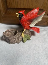 Country Store Products Cardinal on Tree Stump Candle Holder, Japan -Read