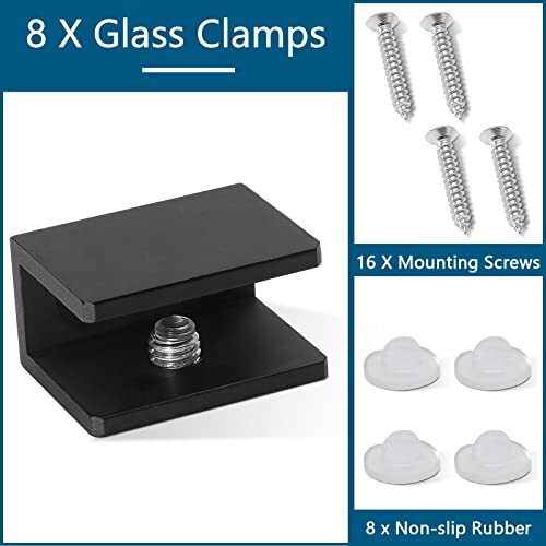 8pcs Square Adjustable Frameless Glass Shelf Bracket Holder Black Heavy 8pcs-square-adjustable-frameless-glass-shelf-bracket-holder-black-heavy