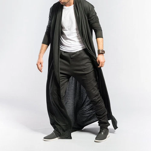Full Length Adult Mens Baggy Casual Coat Cape Loose Long Cardigan Cloak Tops - Picture 8 of 13
