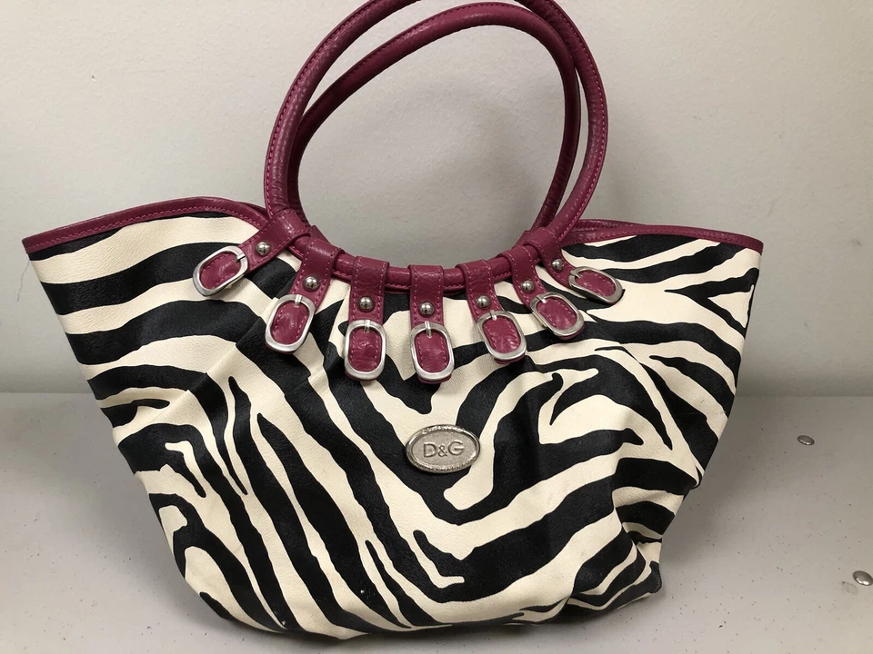 Y2K 80’s 90’s Negro Blanco Rosa Cebra Estampado Animal Vinilo Cartera Bolso de Mano Bolso de Mano 