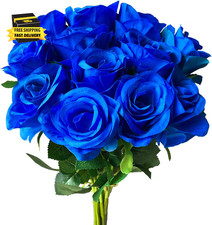 12 PCS Rose Artificial Silk Flowers, Fake Roses with Long Stems Realistic Faux R