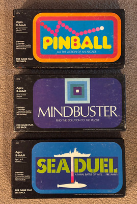 1979 Milton Bradley Microvision Cartridge Lot CIB Pinball Mindbuster Sea Duel