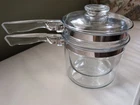 Vintage Pyrex Flameware Double Boiler with Lid #6283 3 Pieces 1 1/2 QT USA Made