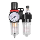 1/4" Air Pressure Regulator Compressor Oil/Water Separator Filter With Gauge US.
