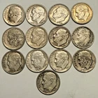 13 Silver Roosevelt Dimes Lot Of 13 dimes 1946-1964 90% Silver