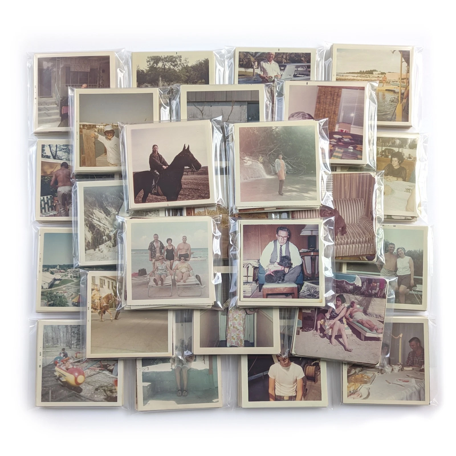 25 Vintage Square Color Snapshots - Found Photos Ephemera Junk Journal Craft Lot