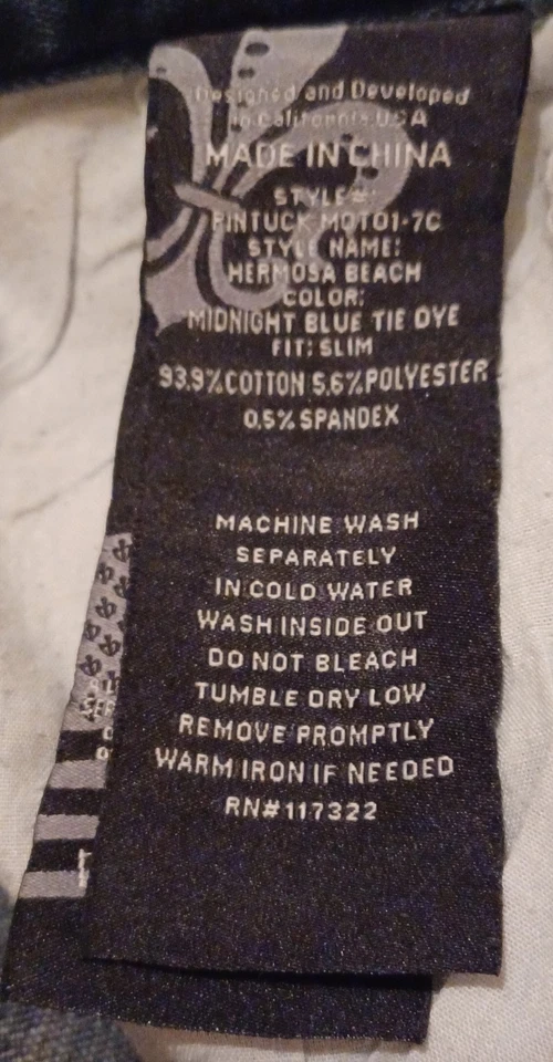 Pantalones de mezclilla Laguna Beach Jeans Co. para hombre azules teñidos y pintura salpicada 32 x 32 Foto 3 de 4