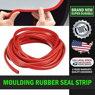 U-Shape Seal Car Rubber Noise Inslation Guard Trim Red Color No need for glue